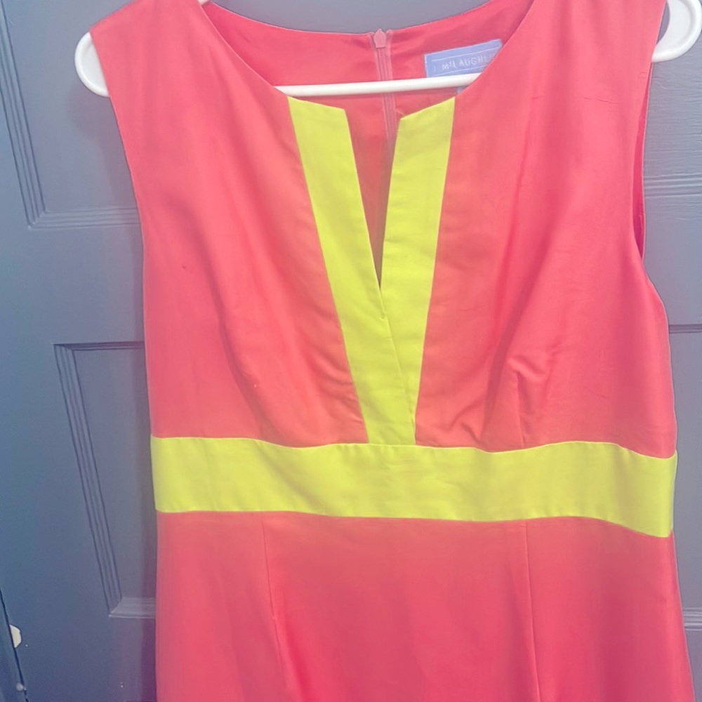 J. McLaughlin pink and lime green silk dress. Lined, no stains, Exc condition